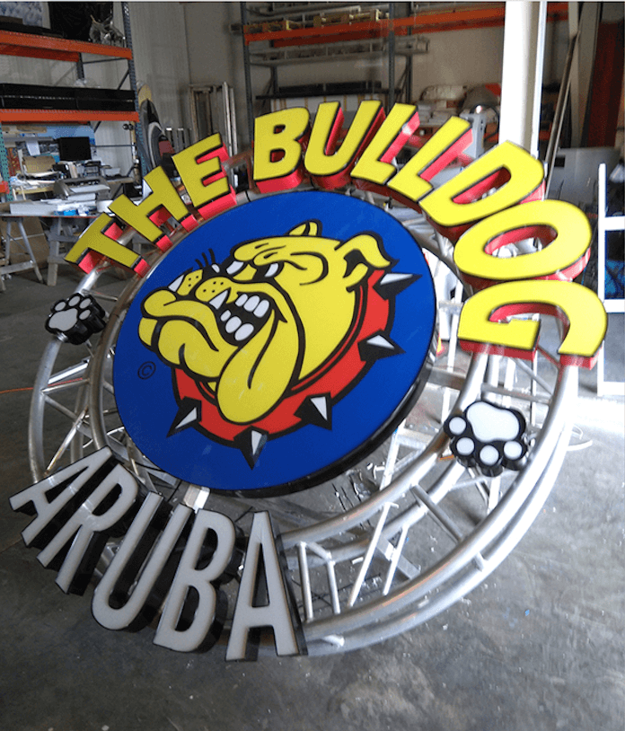 the bulldog cafe aruba custom sign